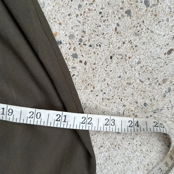 Anthropologie Edme and Esyllte Olive Peasant Boho  Dress W Ribbon Trim Medium - Picture 9 of 12